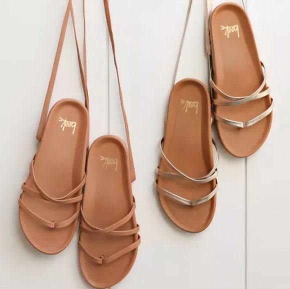 Beek Canary Tie Up Thong Sandals Honey Leather Ballet Flat Anthropologie 5 NEW - Picture 7 of 16